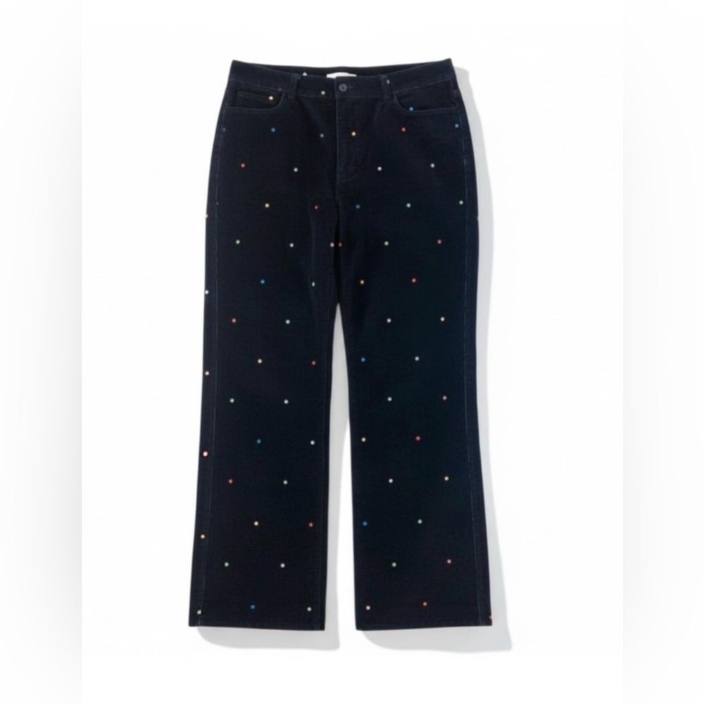 4/$20 Rafaella Multi Color Polka Dot Corduroy Pants Size 14 Stretch Straight Leg - Picture 2 of 4